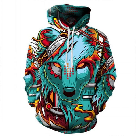 Ice Fire Wolf Hoodies 3D Men Women Sweatshirts Fashion Pullover Autumn Tracksuits Harajuku Outwear Casual Animal Male Jacket - Wolfmall