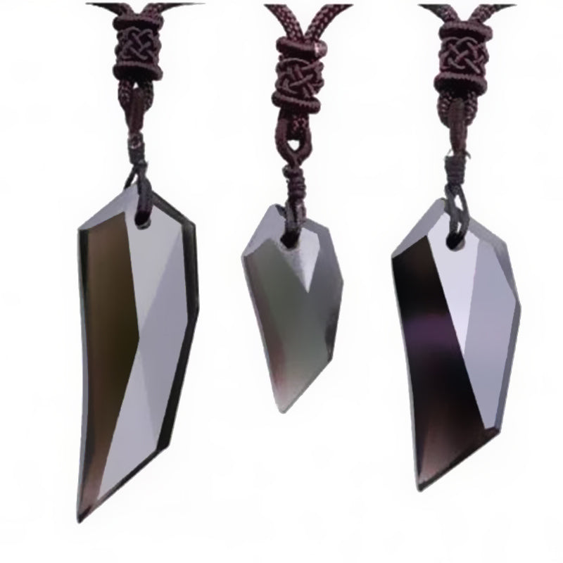 Natural Ice Obsidian Wolf Tooth Pendant Necklace For Women And Men Sweater Necklace With Rope Amulets And Talismans Jewelry - Wolfmall