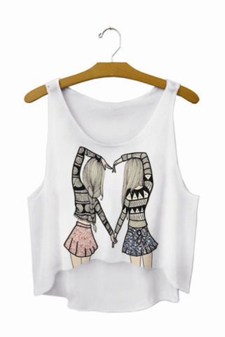 SexeMara 2018 "Teen Wolf" Letters Print White Crop Tops Summer Sexy Short Tank Tops Women Cropped Cute Fashion Loose Vest F722 - Wolfmall