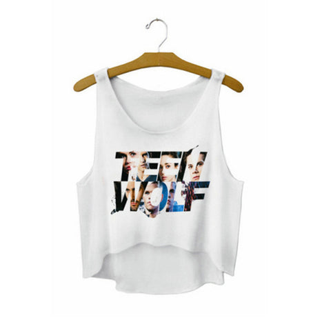 SexeMara 2018 "Teen Wolf" Letters Print White Crop Tops Summer Sexy Short Tank Tops Women Cropped Cute Fashion Loose Vest F722 - Wolfmall