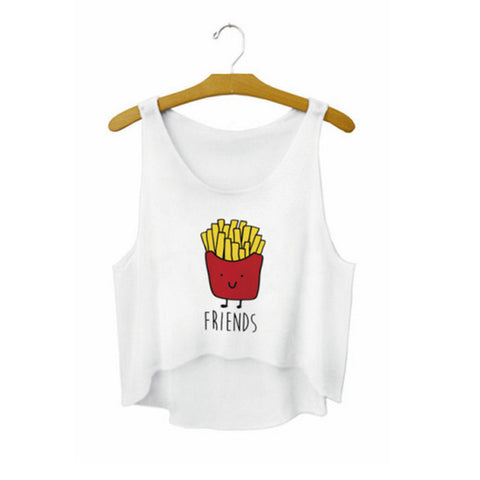 SexeMara 2018 "Teen Wolf" Letters Print White Crop Tops Summer Sexy Short Tank Tops Women Cropped Cute Fashion Loose Vest F722 - Wolfmall