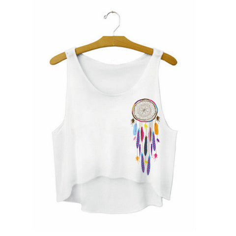 SexeMara 2018 "Teen Wolf" Letters Print White Crop Tops Summer Sexy Short Tank Tops Women Cropped Cute Fashion Loose Vest F722 - Wolfmall