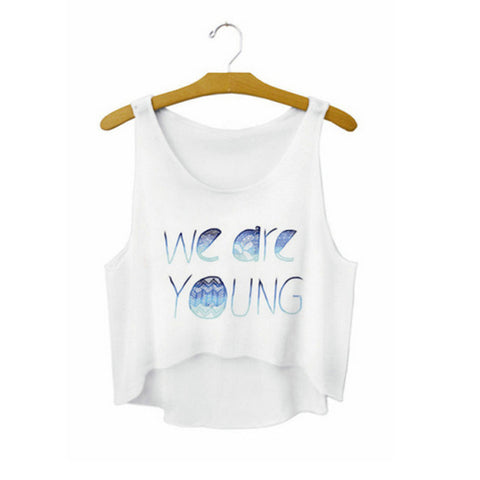 SexeMara 2018 "Teen Wolf" Letters Print White Crop Tops Summer Sexy Short Tank Tops Women Cropped Cute Fashion Loose Vest F722 - Wolfmall