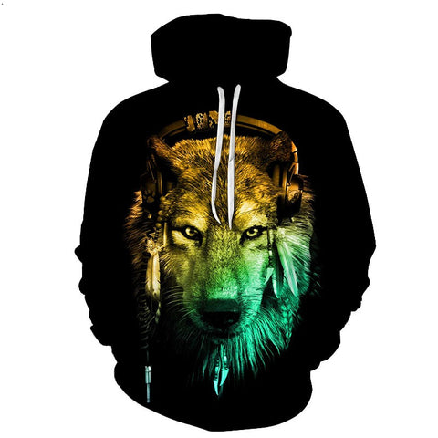 Wolf Printed Hoodies Men 3d Hoodies Brand Sweatshirts Boy Jackets Quality Pullover Fashion Tracksuits Animal Streetwear Out Coat - Wolfmall