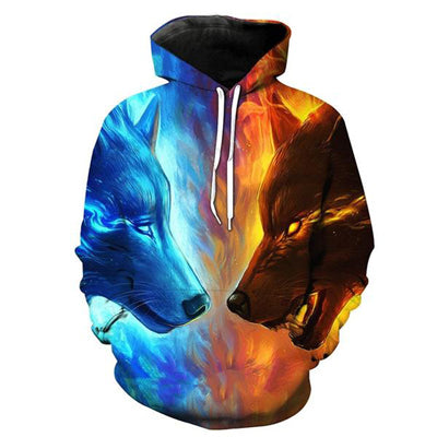 ONSEME Unisex-Adult Long Sleeve Hooded Sweatshirts Cool Wolf 3D Hoodie Pullovers Sweatshirt Outwear Drop Ship - Wolfmall