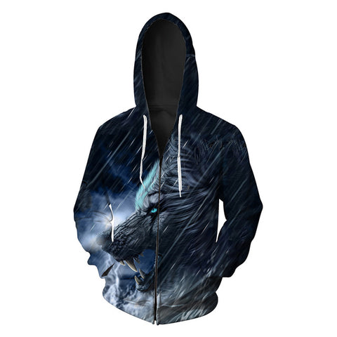 Hot Sale Wolf Printed Zipper Hoodies Men 3D Sweatshirt Quality Plus size Pullover Novelty 6XL Streetwear Male Hooded Jacket - Wolfmall