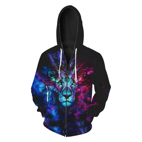 Hot Sale Wolf Printed Zipper Hoodies Men 3D Sweatshirt Quality Plus size Pullover Novelty 6XL Streetwear Male Hooded Jacket - Wolfmall
