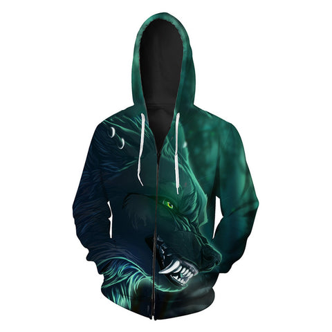 Hot Sale Wolf Printed Zipper Hoodies Men 3D Sweatshirt Quality Plus size Pullover Novelty 6XL Streetwear Male Hooded Jacket - Wolfmall
