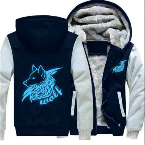 Dropshipping Fashion For Men Women Night Luminous Wolf Printed Printed Jacket Sweatshirts Thicken Hoodie Coat Clothing Casual - Wolfmall