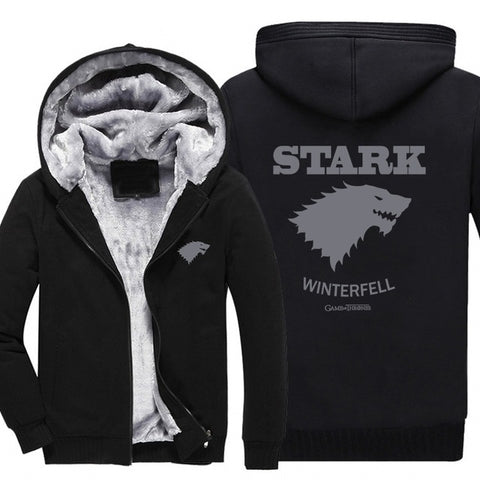 stark hoodie Wolf Game of Thrones Direwolf Ghost House of Stark Winter is Coming Jacket Sweatshirts Thicken Hoodie Zipper Coat - Wolfmall