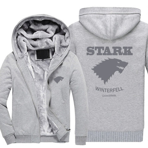 stark hoodie Wolf Game of Thrones Direwolf Ghost House of Stark Winter is Coming Jacket Sweatshirts Thicken Hoodie Zipper Coat - Wolfmall