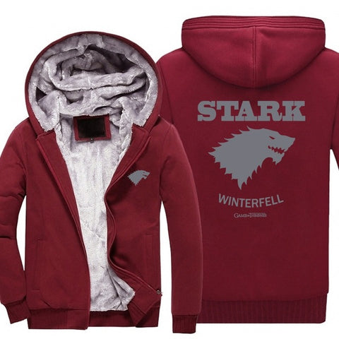 stark hoodie Wolf Game of Thrones Direwolf Ghost House of Stark Winter is Coming Jacket Sweatshirts Thicken Hoodie Zipper Coat - Wolfmall