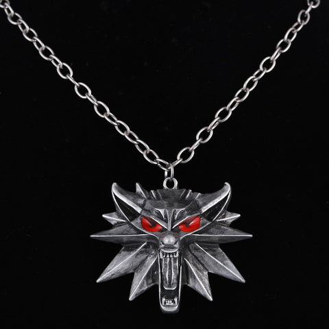 MINHIN Hot Selling Punk Necklace 3 Colors Medallion Pendant Wizard Witcher Wild Hunt Wolf Head Necklace For Men Spoof necklace - Wolfmall