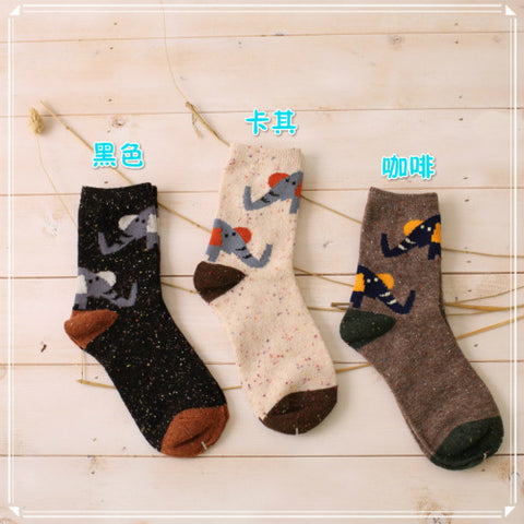 Women's Warm Sock cotton animal socks for ladies girl Autumn Winter Comfortable Female Lovely fox wolf Meias Sock hosiery - Wolfmall