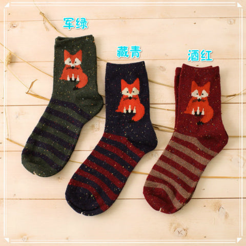Women's Warm Sock cotton animal socks for ladies girl Autumn Winter Comfortable Female Lovely fox wolf Meias Sock hosiery - Wolfmall