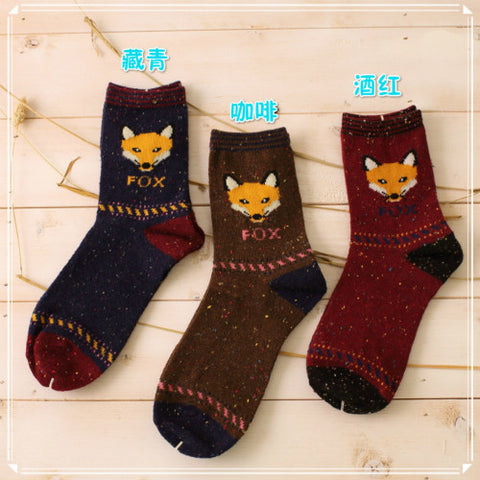Women's Warm Sock cotton animal socks for ladies girl Autumn Winter Comfortable Female Lovely fox wolf Meias Sock hosiery - Wolfmall
