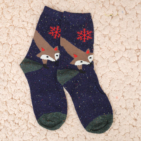 Women Cute Animal Cartoon Fox Wolf Warm Cotton Sock Female Ladies Casual Hosiery - Wolfmall