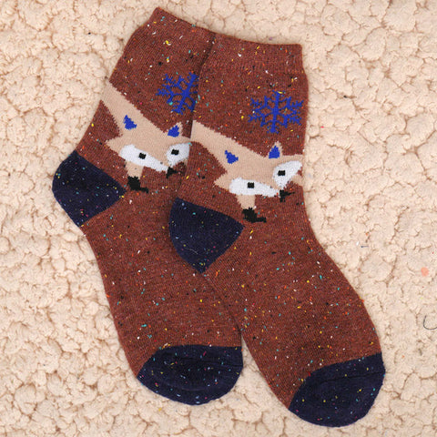 Women Cute Animal Cartoon Fox Wolf Warm Cotton Sock Female Ladies Casual Hosiery - Wolfmall