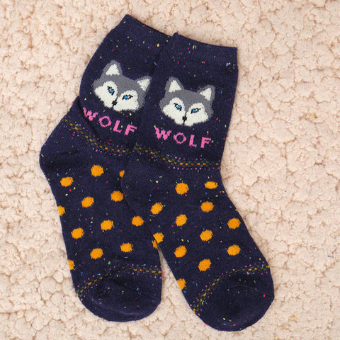 Women Cute Animal Cartoon Fox Wolf Warm Cotton Sock Female Ladies Casual Hosiery - Wolfmall