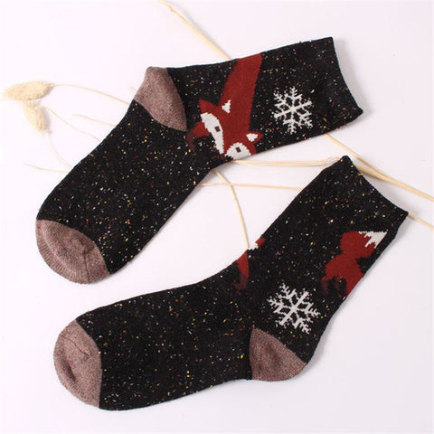 2018 Women Fashion Cute Fox Wolf Creative Cotton Socks Ladies Spring Summer Harajuku Warm Thick Socks - Wolfmall