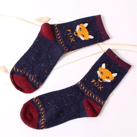 2018 Women Fashion Cute Fox Wolf Creative Cotton Socks Ladies Spring Summer Harajuku Warm Thick Socks - Wolfmall