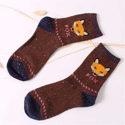 2018 Women Fashion Cute Fox Wolf Creative Cotton Socks Ladies Spring Summer Harajuku Warm Thick Socks - Wolfmall