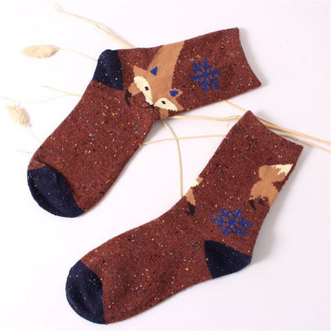 2018 Women Fashion Cute Fox Wolf Creative Cotton Socks Ladies Spring Summer Harajuku Warm Thick Socks - Wolfmall