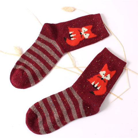 2018 Women Fashion Cute Fox Wolf Creative Cotton Socks Ladies Spring Summer Harajuku Warm Thick Socks - Wolfmall