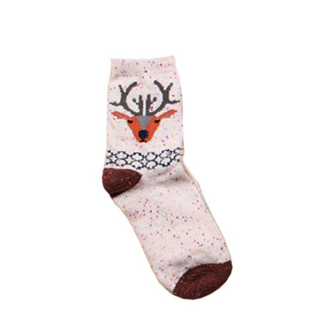 Fashhion Cute Korean Thick Wool Cotton Women Girl Crew Socks Spring And Summer Of Harajuku Animal Fox Wolf Striped Sox - Wolfmall