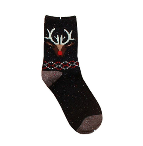 Fashhion Cute Korean Thick Wool Cotton Women Girl Crew Socks Spring And Summer Of Harajuku Animal Fox Wolf Striped Sox - Wolfmall