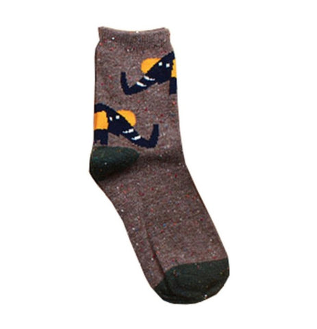 Fashhion Cute Korean Thick Wool Cotton Women Girl Crew Socks Spring And Summer Of Harajuku Animal Fox Wolf Striped Sox - Wolfmall