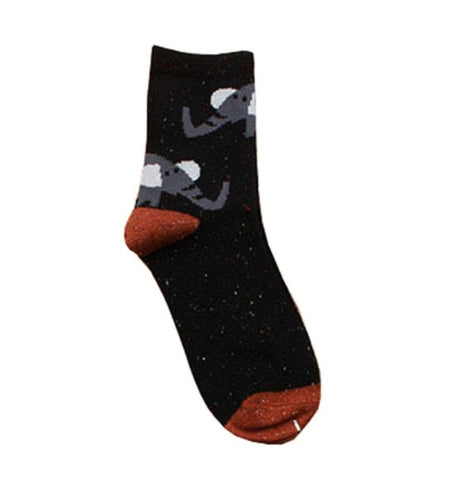Fashhion Cute Korean Thick Wool Cotton Women Girl Crew Socks Spring And Summer Of Harajuku Animal Fox Wolf Striped Sox - Wolfmall