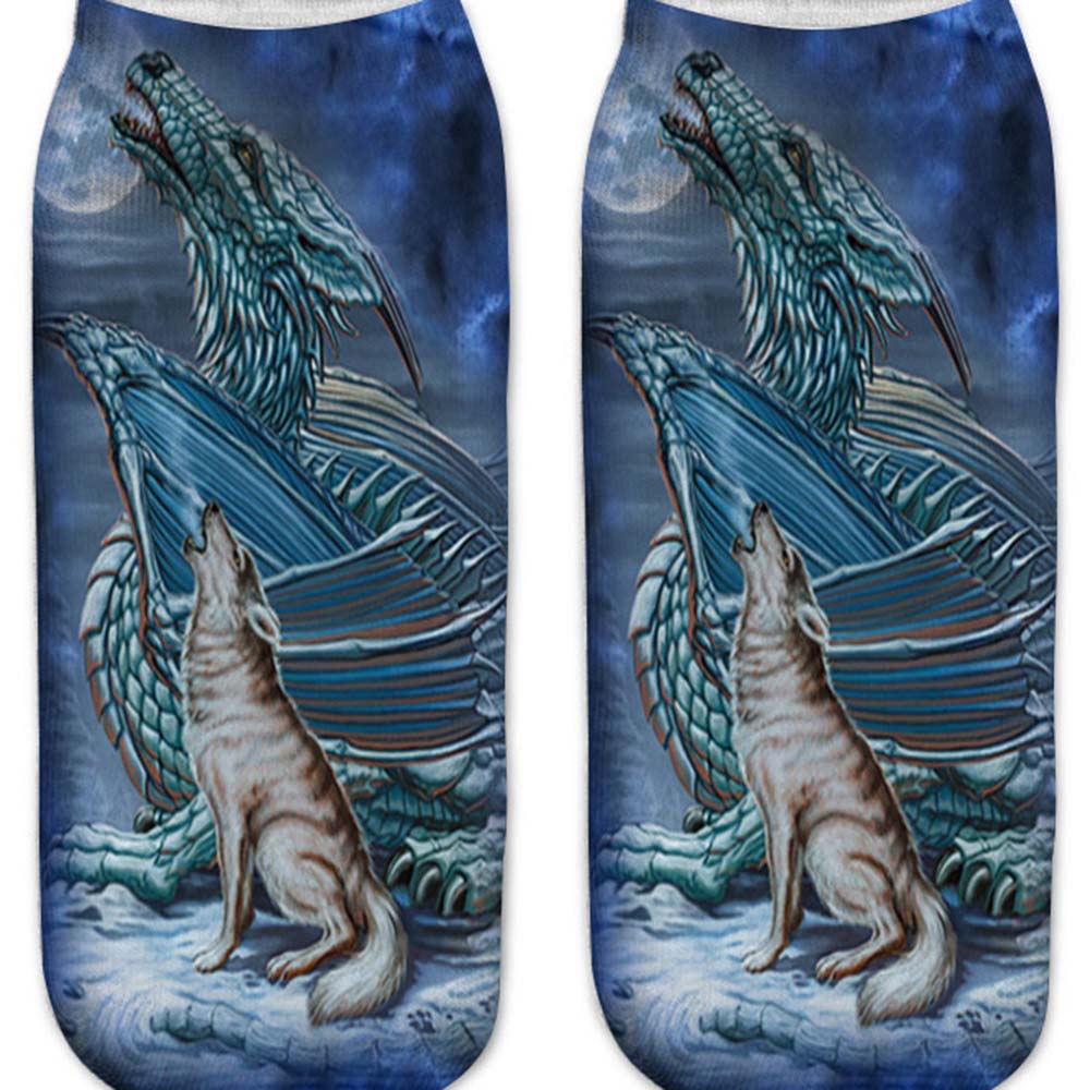1pair/pack  3d wolf king Howling Charactor Unisex Socks Hot women's unisex socks  Polyester Fashion  19*8cm Women Socks - Wolfmall