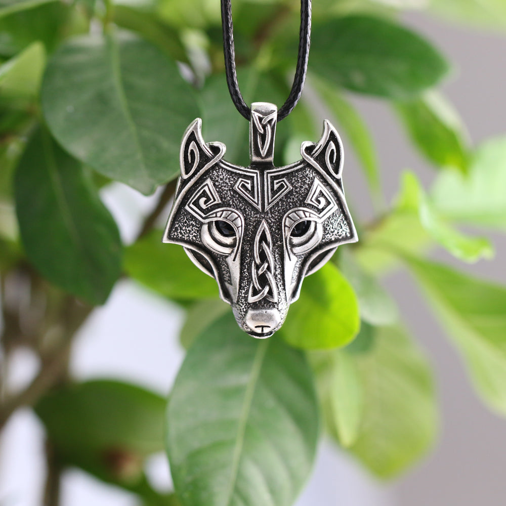 1pcs Norse Vikings Amulet Pendant Necklace Norse Wolf Head Pendant Necklace Nordic Talisman Jewelry Wolf Kopf Halskette - Wolfmall